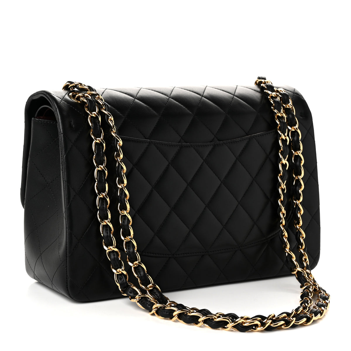 Lambskin Quilted Jumbo Double Flap Black