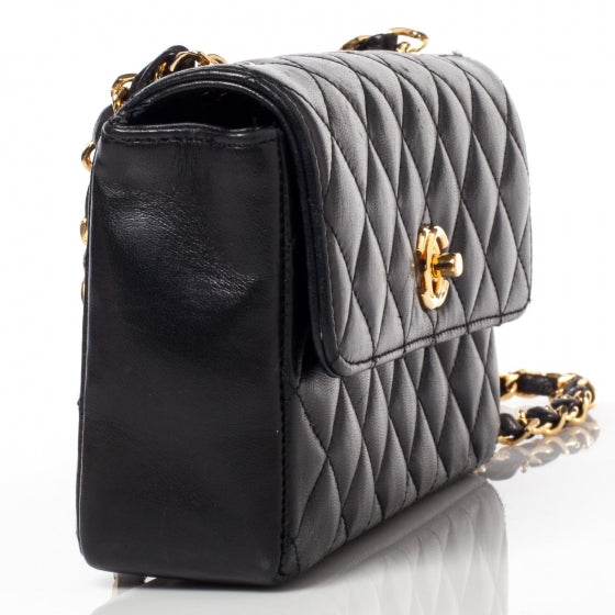 Lambskin Quilted Mini Flap Black
