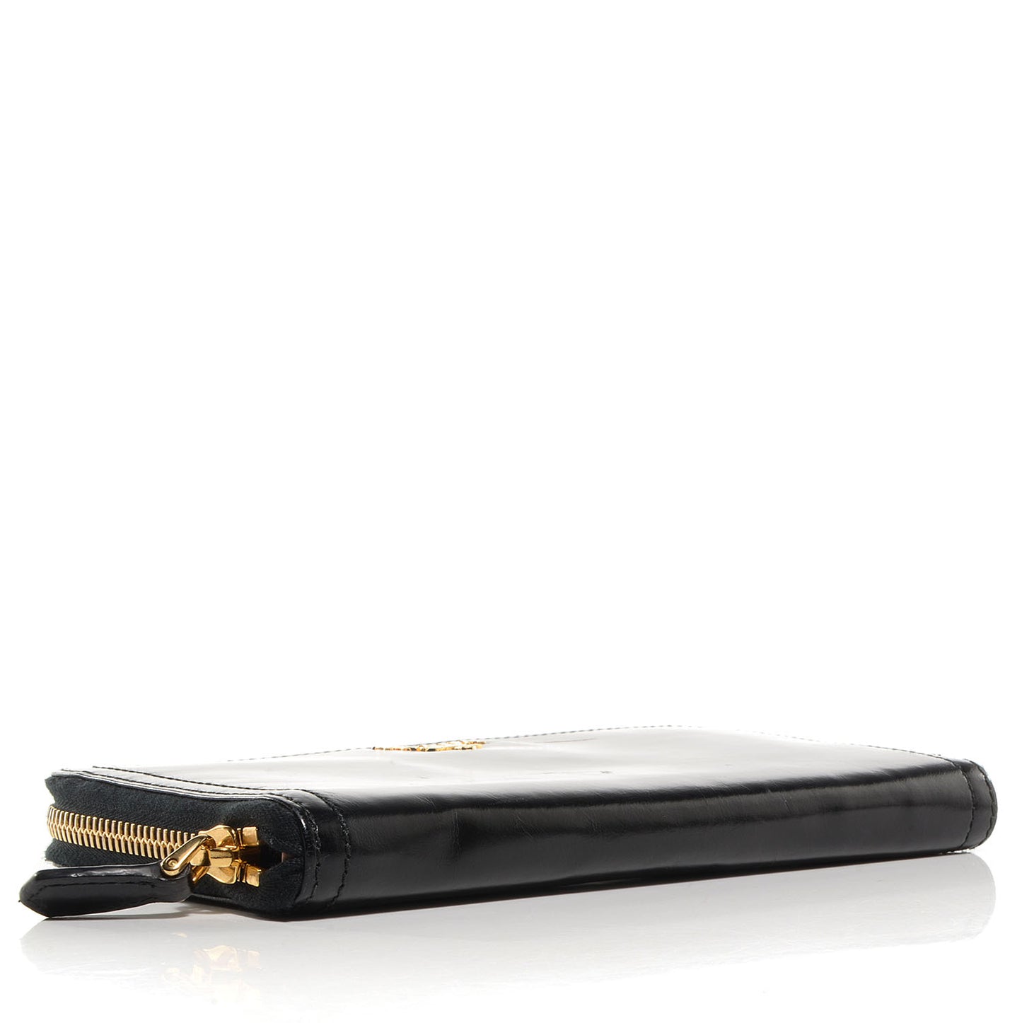 Vitello Shine Zip Around Wallet Nero Black