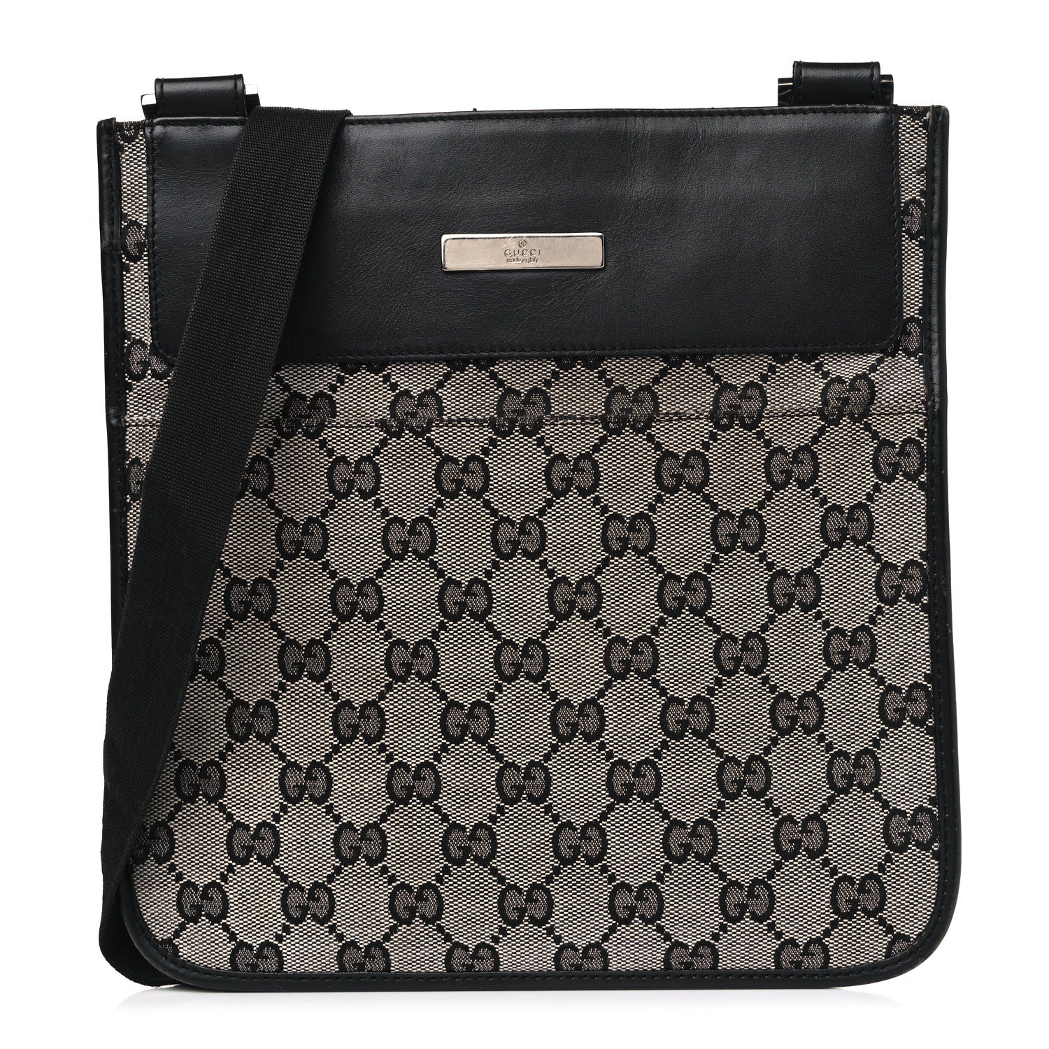 Gucci GG Monogram Messenger Crossbody Bag Black 1 of 11