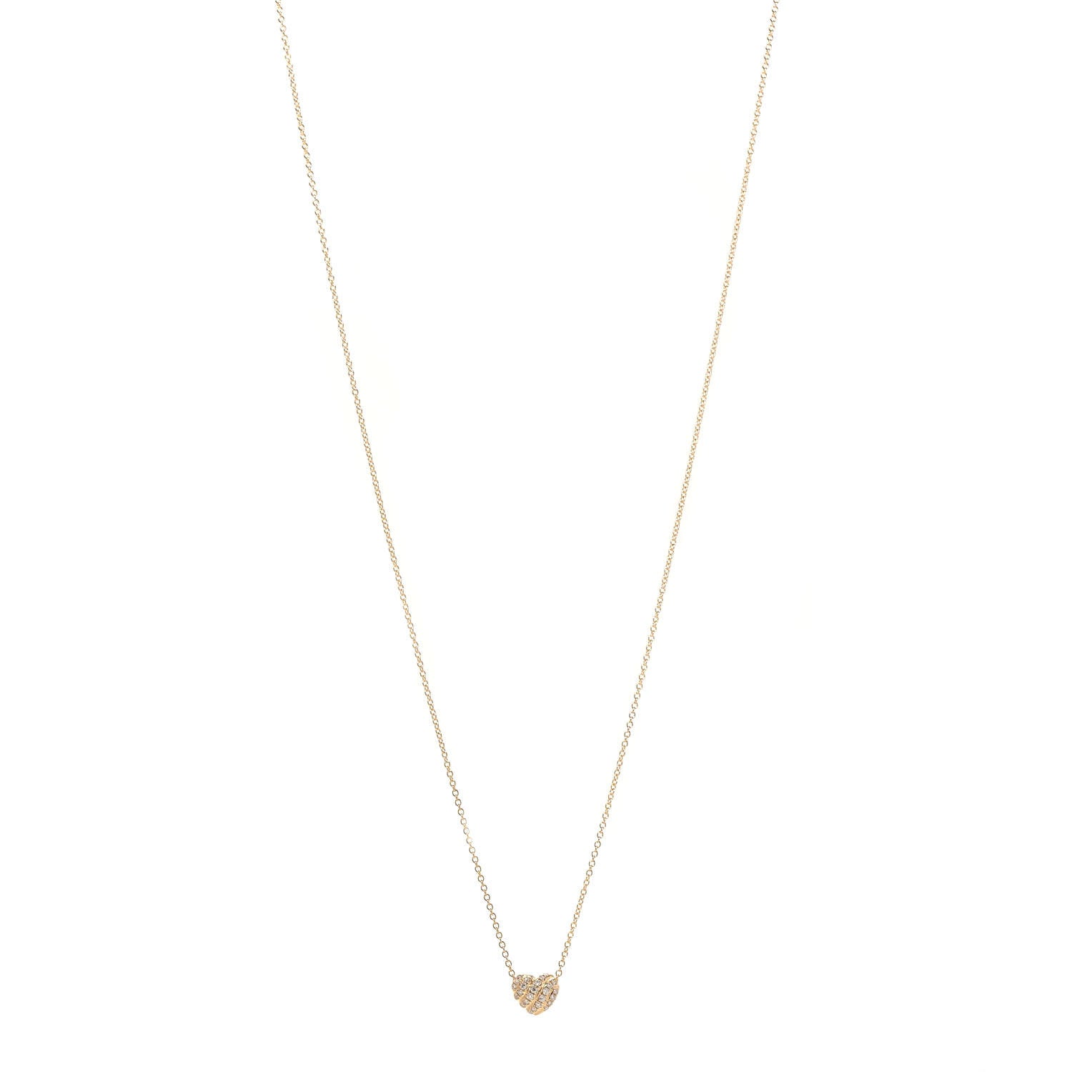 David Yurman 18K Yellow Gold Diamond Le Petit Coeur Heart Pendant Necklace 1 of 6