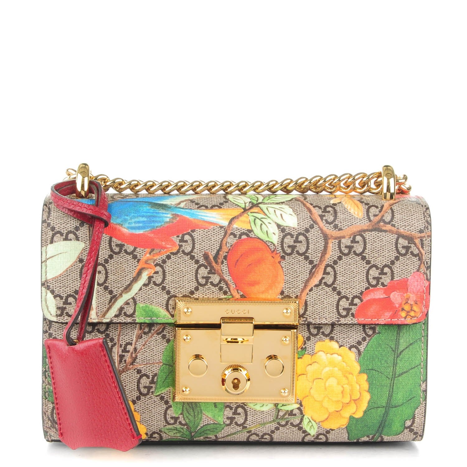 Gucci GG Supreme Monogram Tian Small Padlock Shoulder Bag Beige Multicolor New Acero 1 of 7