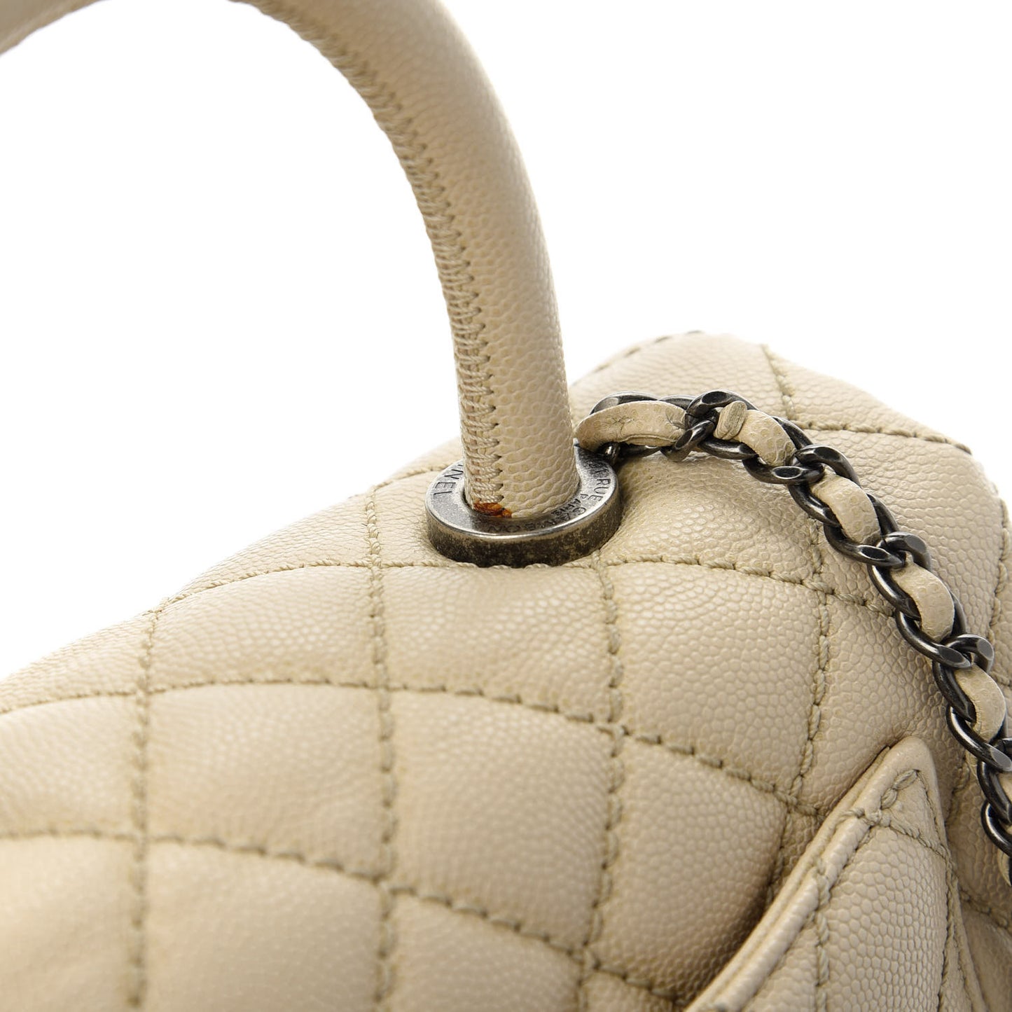 Caviar Quilted Mini Coco Handle Flap Beige