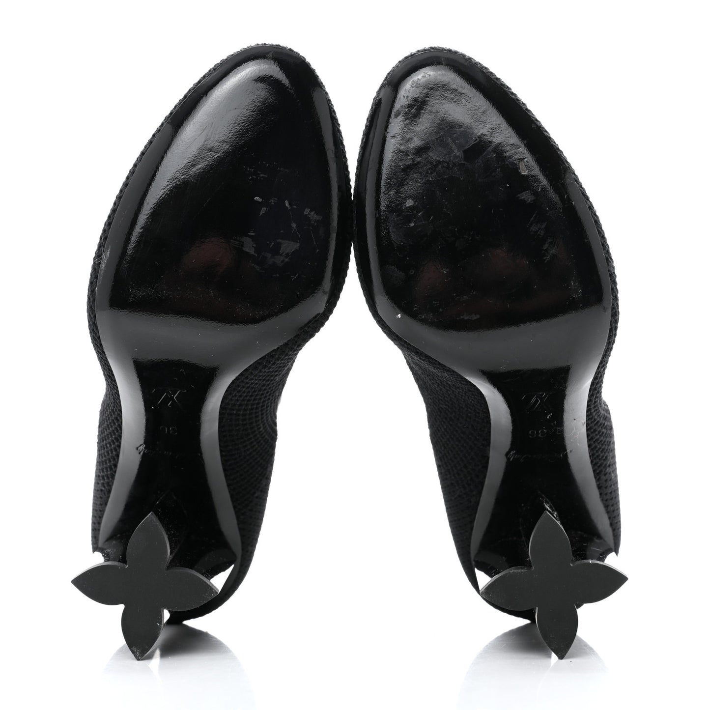 Monogram Stretch Fabric Silhouette Ankle Boots 36 Black