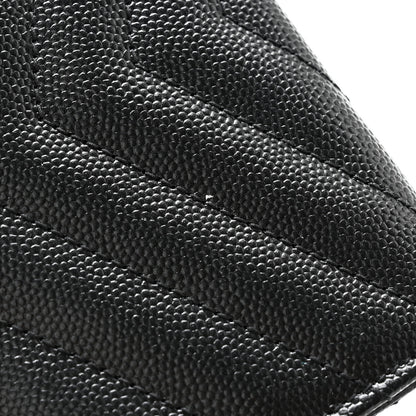 Saint Laurent Grain De Poudre Matelasse Chevron Small Monogram Envelope Wallet Black 10 of 10