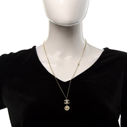 Chanel Crystal Pearl CC Lace Camellia Necklace Gold 2 of 6