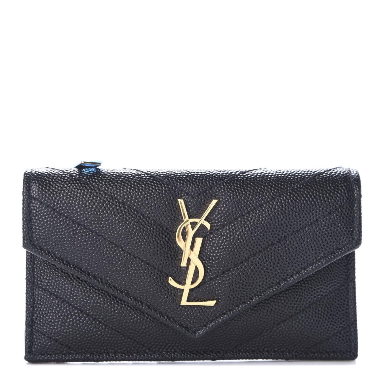 Grain De Poudre Matelasse Chevron Monogram Compact Wallet Black