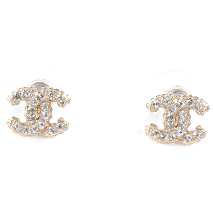 Chanel Crystal CC Pierced Earrings Gold 1 of 6