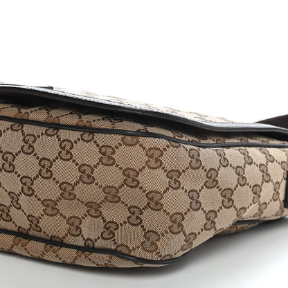 Gucci Monogram Large Flap Messenger Bag Beige Dark Brown 9 of 12