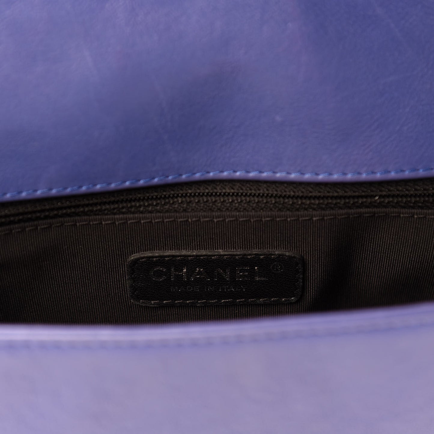 Grained Calfskin Quilted Large Boy Flap Blue