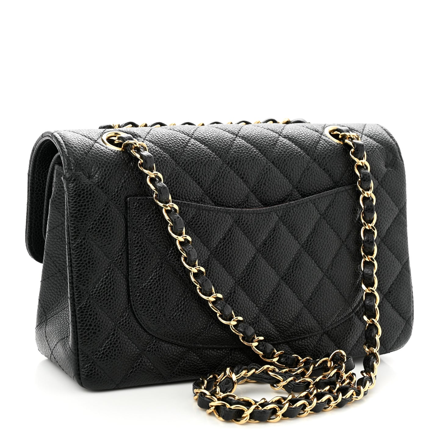 Caviar Quilted Small Double Flap Black