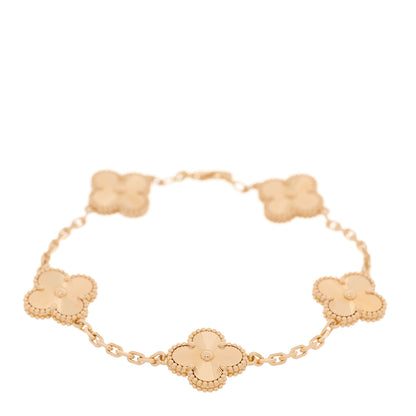 Van Cleef & Arpels 18K Yellow Gold 5 Motifs Guilloche Vintage Alhambra Bracelet 1 of 7