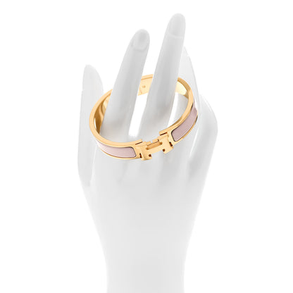 Hermes Enamel Narrow Clic Clac H Bracelet PM Rose Candeur 2 of 5