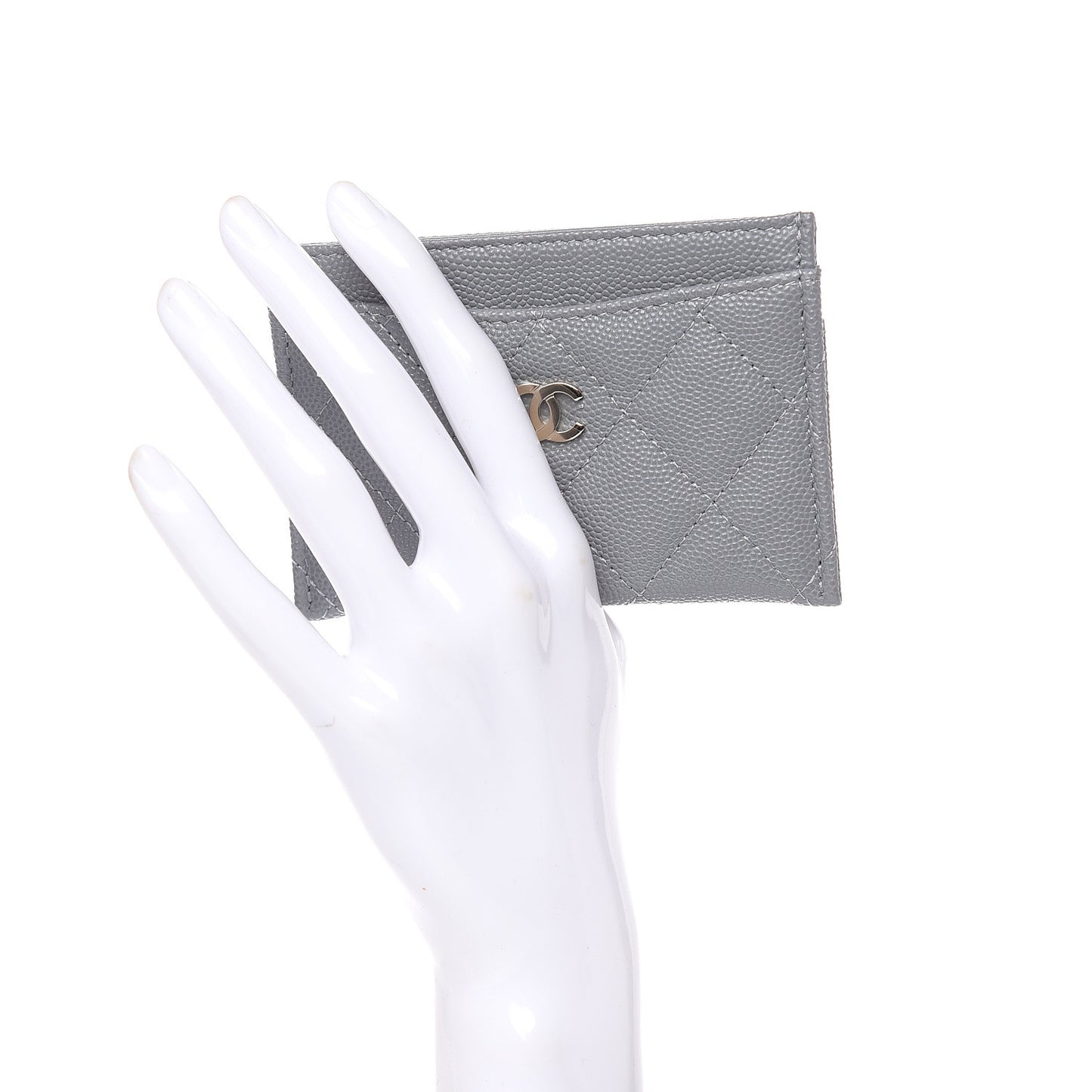 Caviar Quilted Card Holder Grey