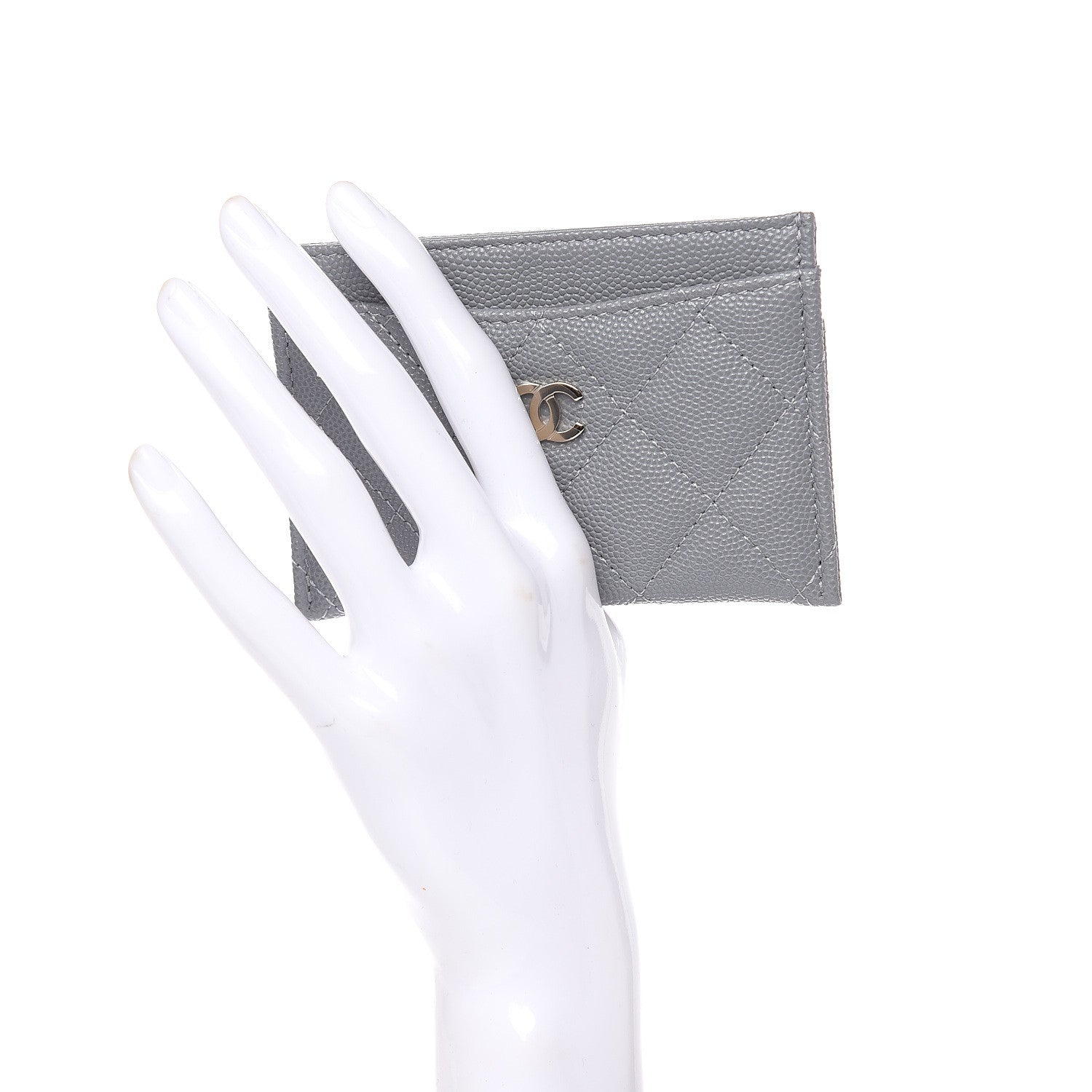 Chanel Caviar Quilted Card Holder Grey 2 of 9