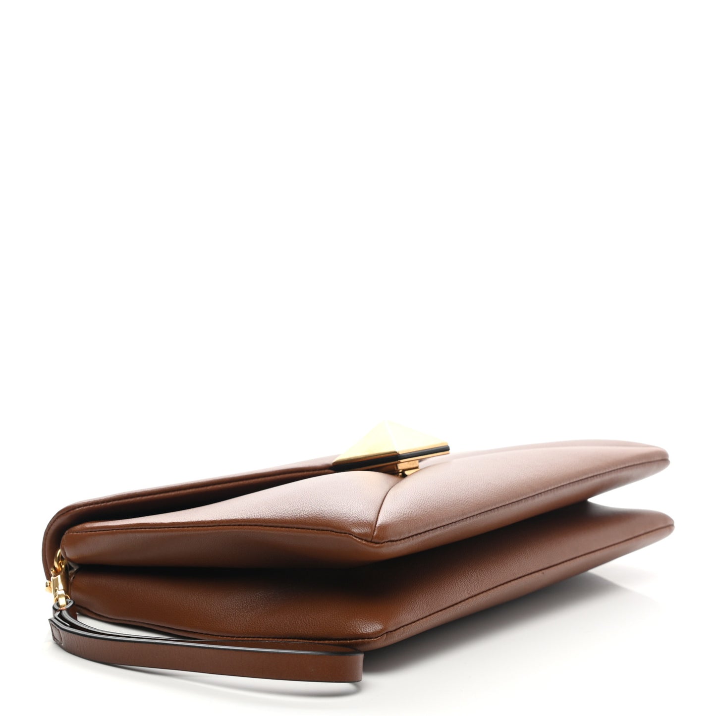 Nappa One Stud Wristlet Clutch Bag Tan Brown