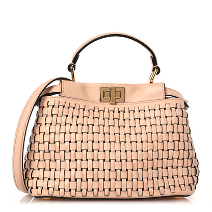 Fendi Vitello Grace Intreccio Mini Peekaboo Iconic Satchel Light Rose 1 of 14