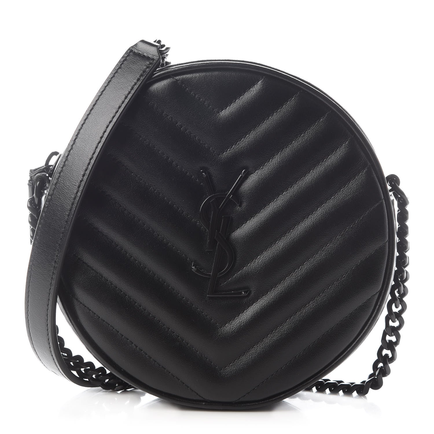 Saint Laurent Calfskin Matelasse Chevron Round Vinyle Camera Bag Black 1 of 9