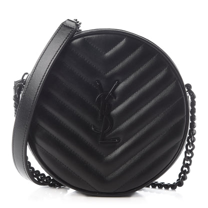 Saint Laurent Calfskin Matelasse Chevron Round Vinyle Camera Bag Black 1 of 9