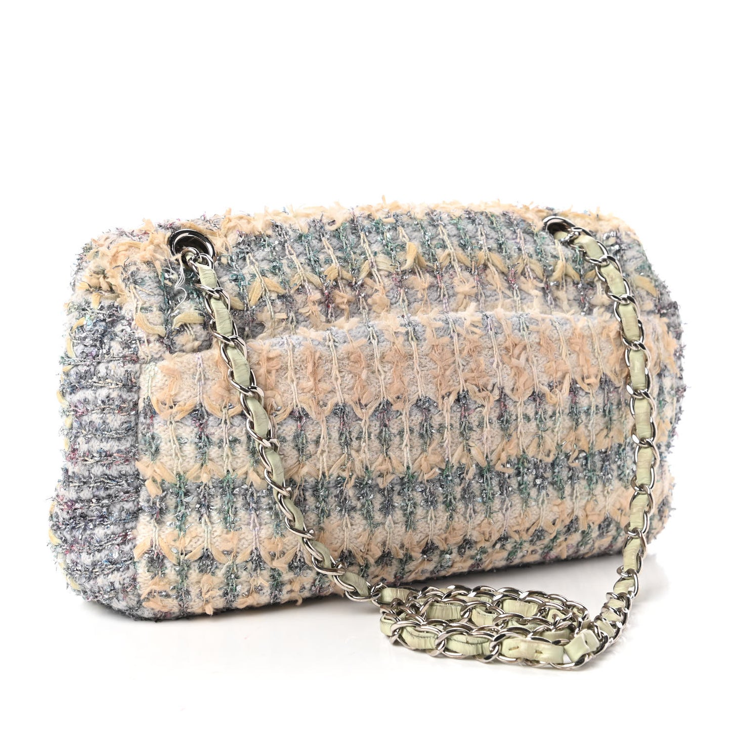 Tweed Quilted Medium Single Flap Blue Multicolor