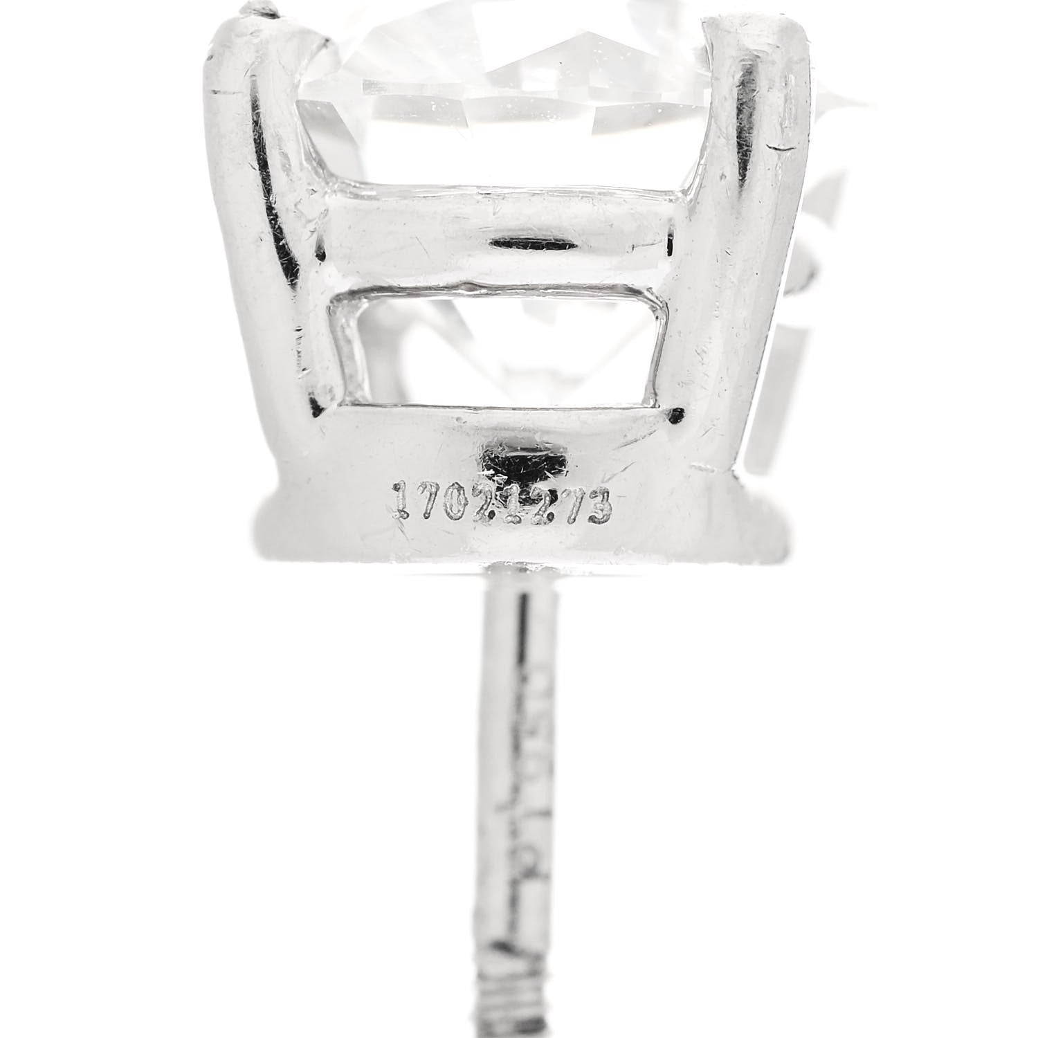 Tiffany Platinum Diamond 2.31ctw Solitaire Earrings 6 of 7