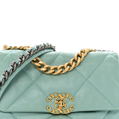 Chanel Goatskin Quilted Medium Chanel 19 Flap Light Blue 8 of 11