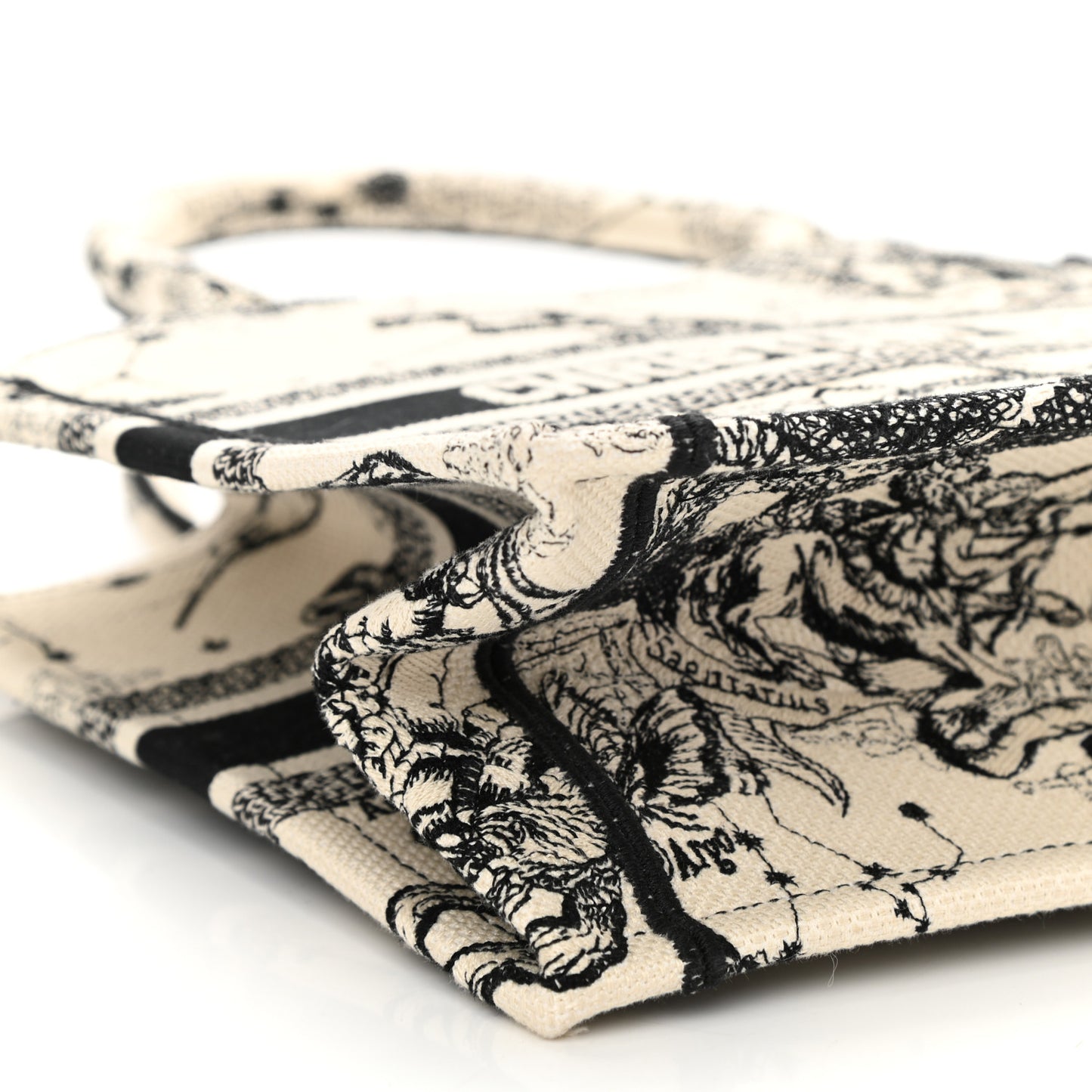 Canvas Embroidered Small Zodiac Toile De Jouy Book Tote Latte