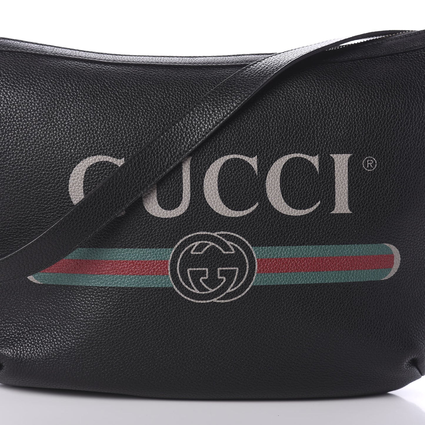 Grained Calfskin Logo Half Moon Hobo Black