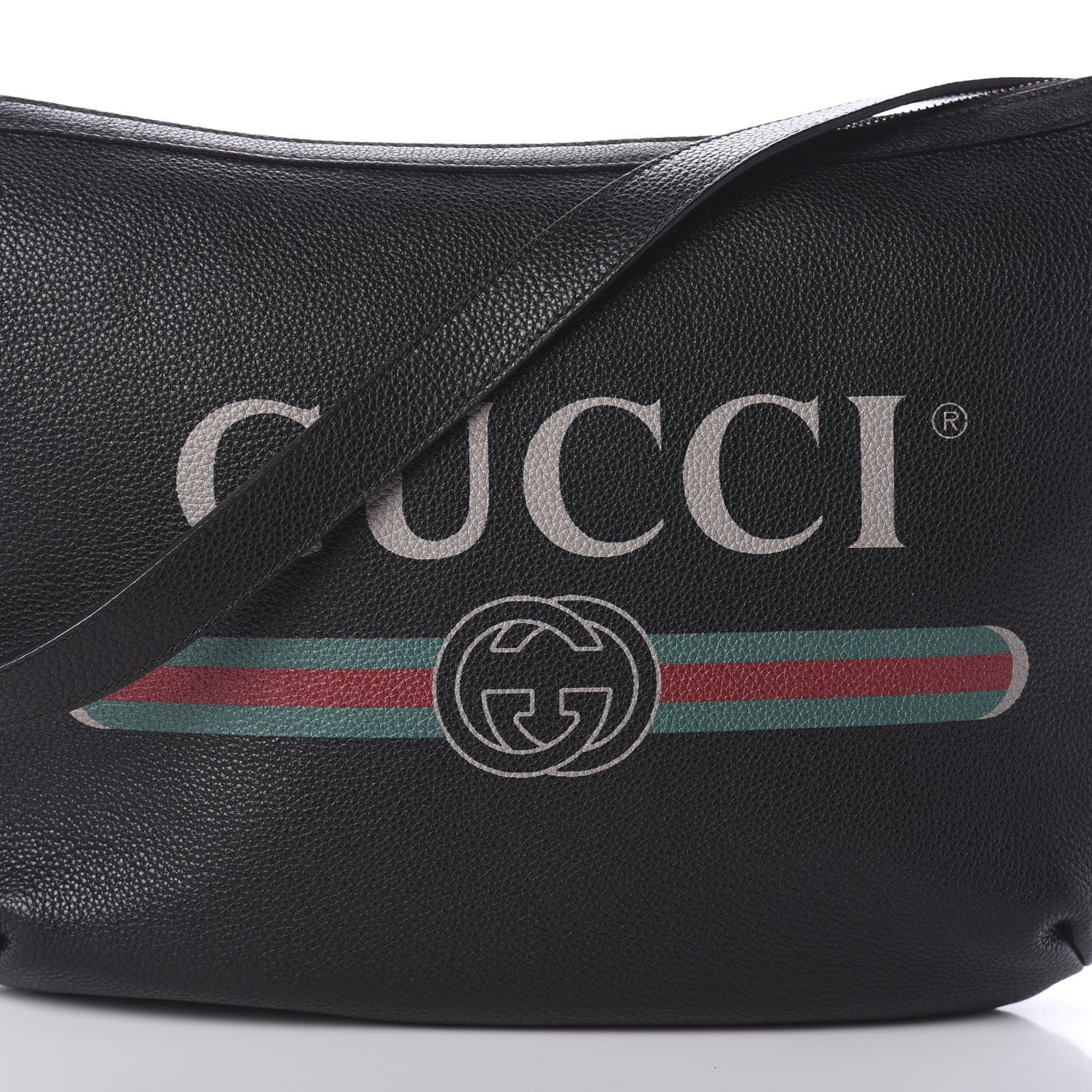 Gucci Grained Calfskin Logo Half Moon Hobo Black 7 of 9
