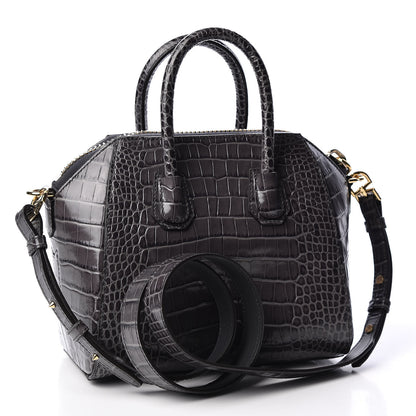 Givenchy Calfskin Crocodile Embossed Mini Antigona Storm Grey 2 of 9