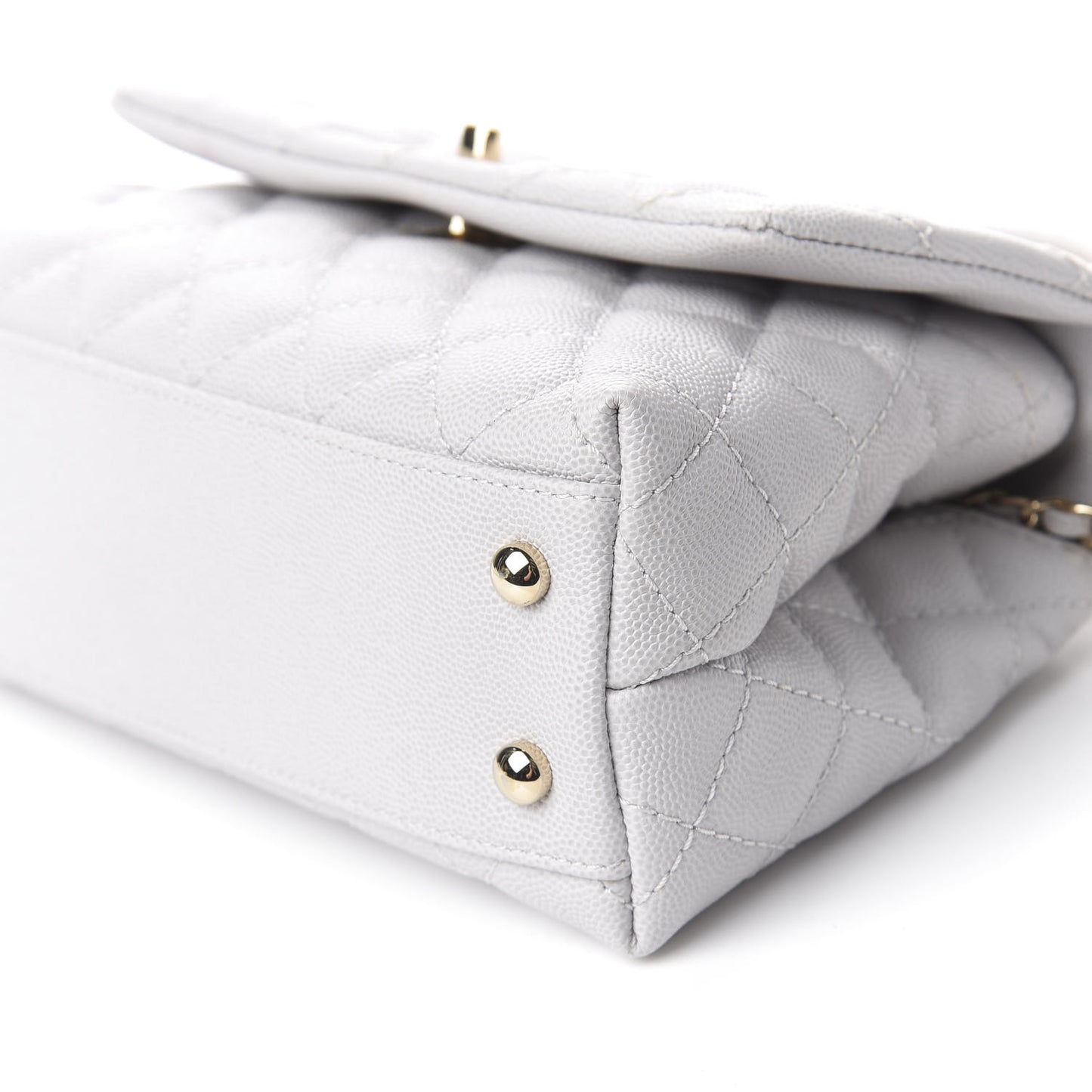 Caviar Quilted Mini Coco Handle Flap Light Grey
