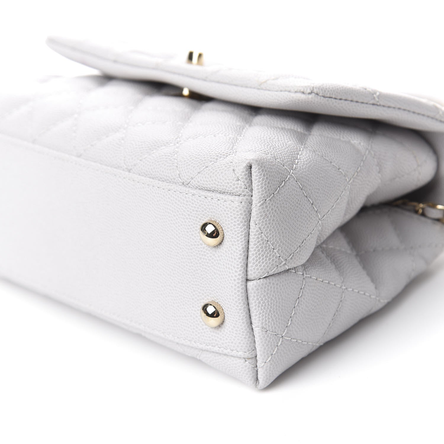 Chanel Caviar Quilted Mini Coco Handle Flap Light Grey 10 of 13