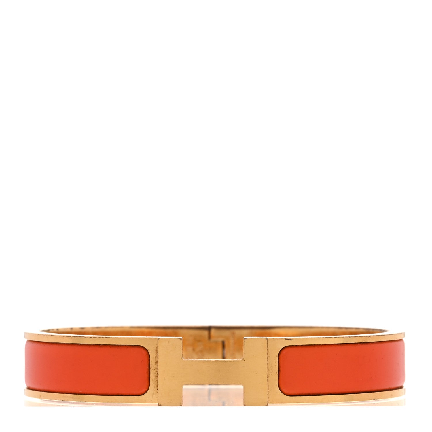 Hermes Matte Enamel Narrow Clic Clac HH Bracelet T4 Orange 1 of 5