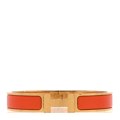 Hermes Matte Enamel Narrow Clic Clac HH Bracelet T4 Orange 1 of 5