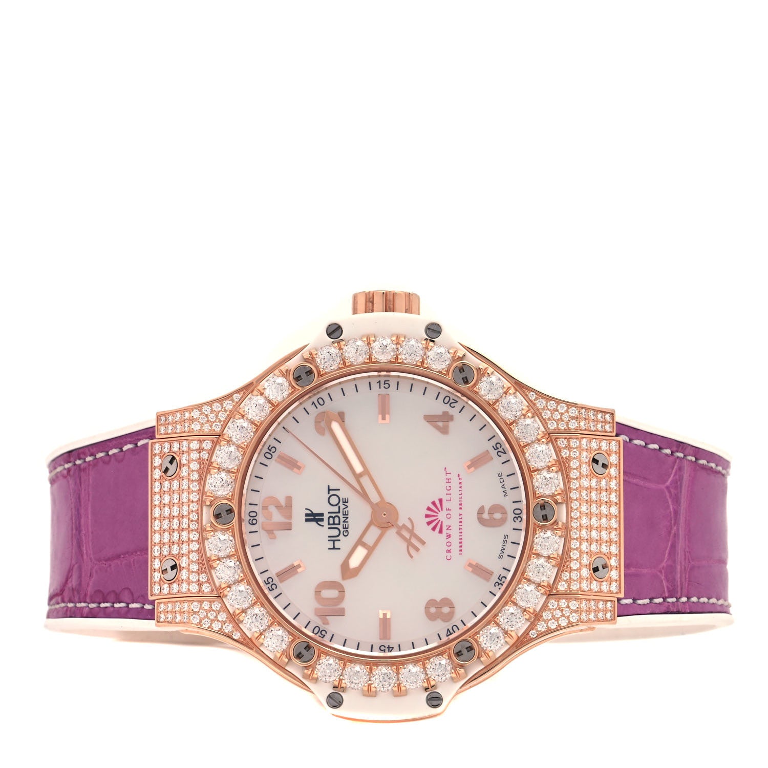 Hublot 18K Rose Gold Alligator Diamond Bezel 38mm Big Bang Crown of Light Quartz Watch 361.PE.2010.RW.1604 2 of 4