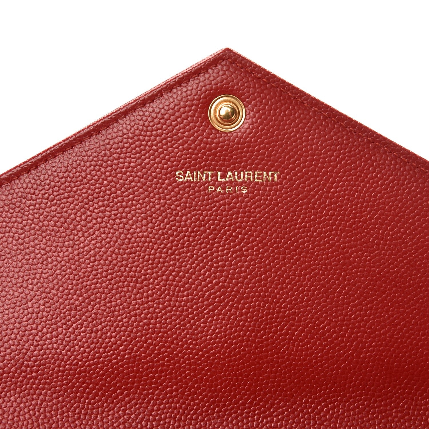 Saint Laurent Grain De Poudre Matelasse Chevron Monogram Envelope Chain Wallet New Red 6 of 8