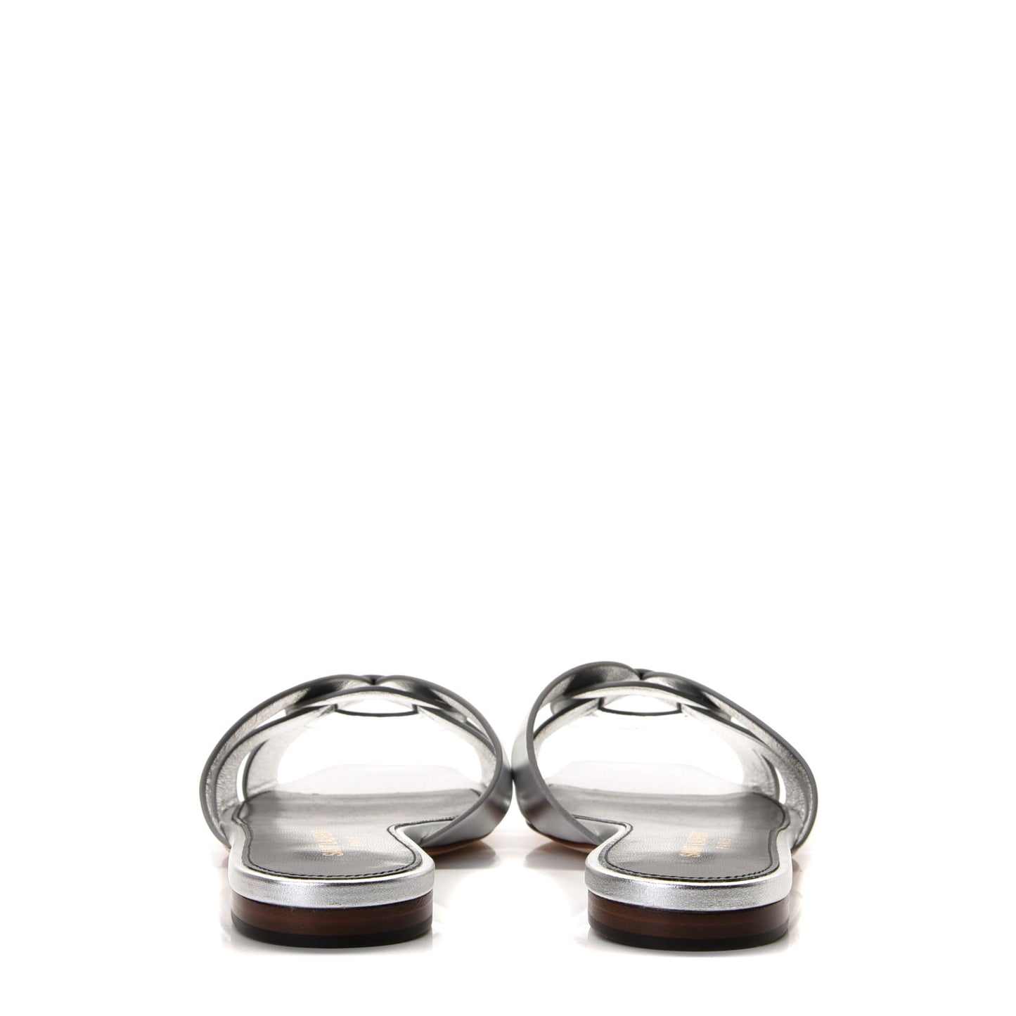 Metallic Calfskin Nu Pied 05 Slide Sandals 35 Silver
