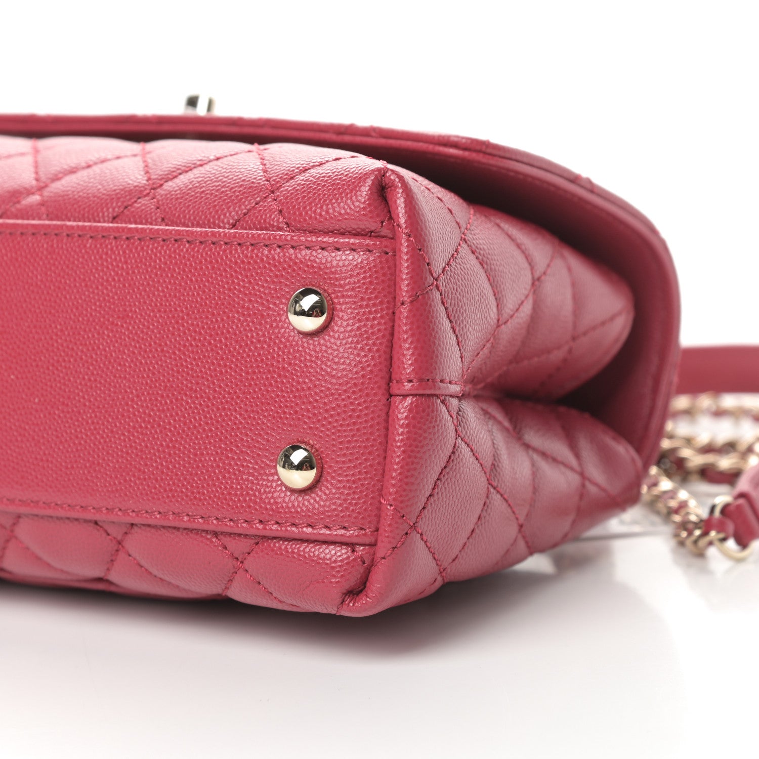 Chanel Caviar Quilted Mini Coco Handle Flap Dark Pink 10 of 11