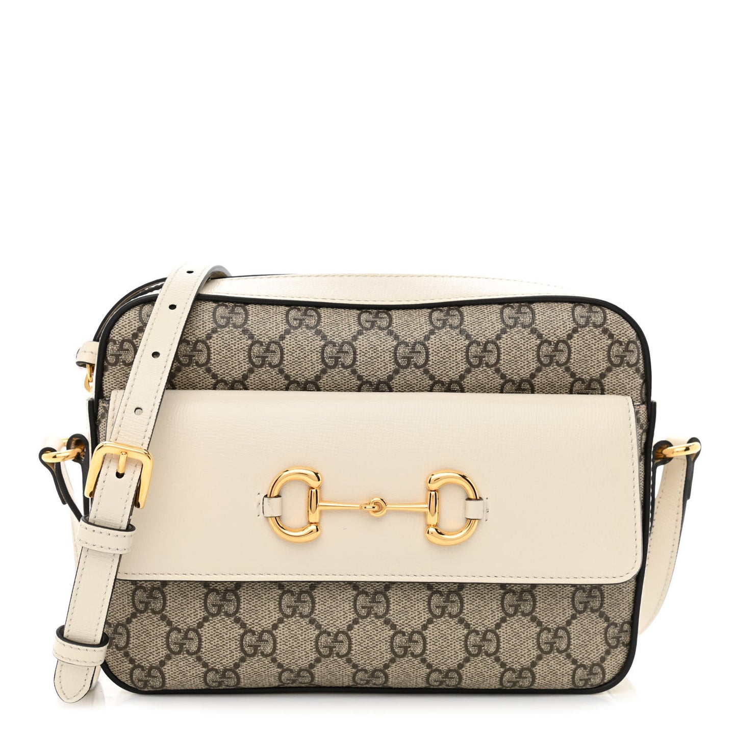 GG Supreme Monogram Small Horsebit 1955 Shoulder Bag Beige Mystic White