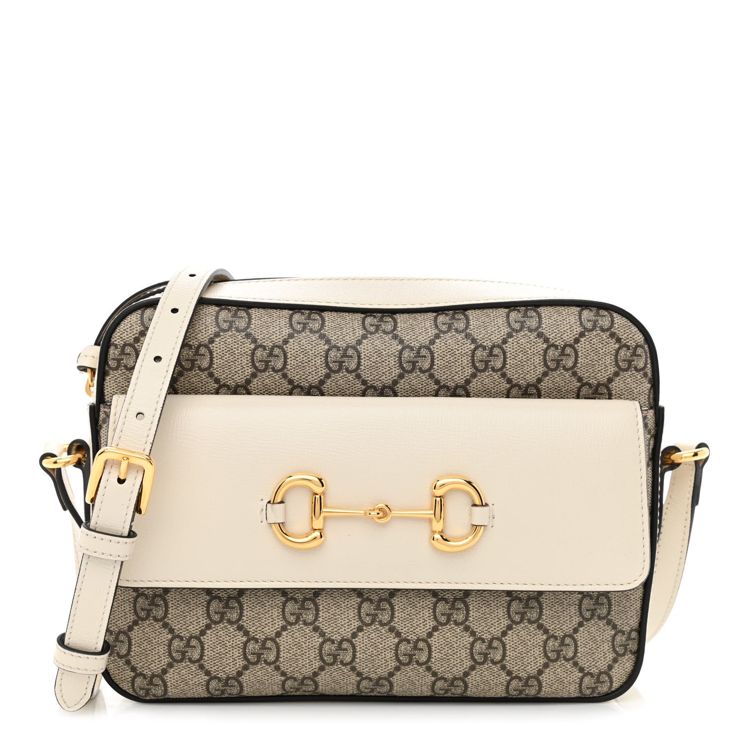 Gucci GG Supreme Monogram Small Horsebit 1955 Shoulder Bag Beige Mystic White 1 of 12