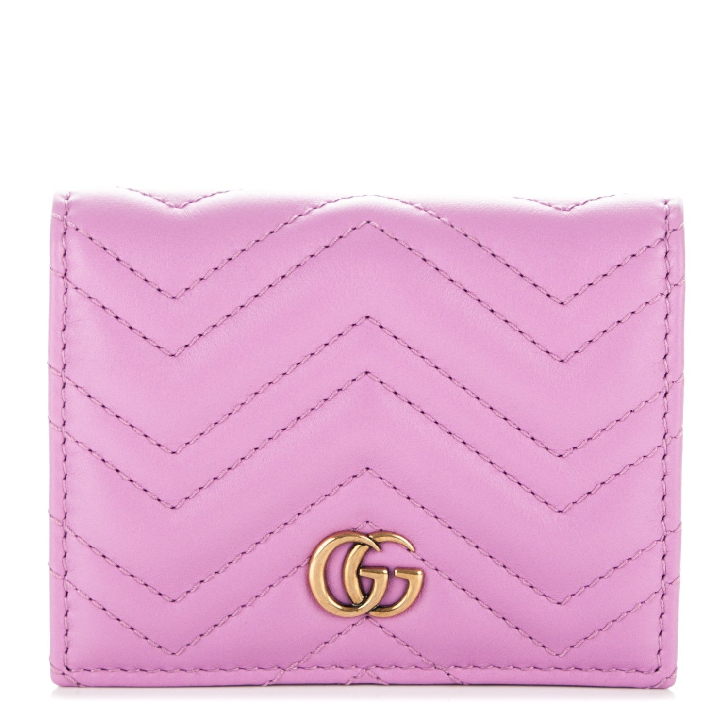 Gucci Calfskin Matelasse GG Marmont Card Case Candy Mousse 1 of 7