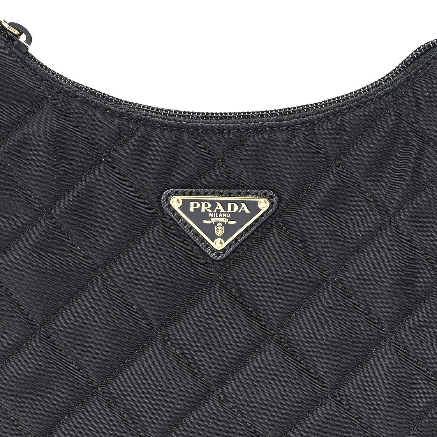 Prada Tessuto Nylon Stitched Shoulder Bag Black 8 of 10