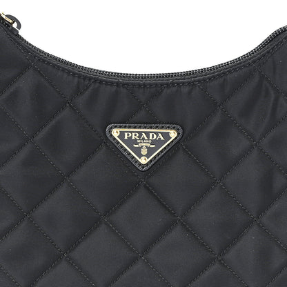 Prada Tessuto Nylon Stitched Shoulder Bag Black 8 of 10