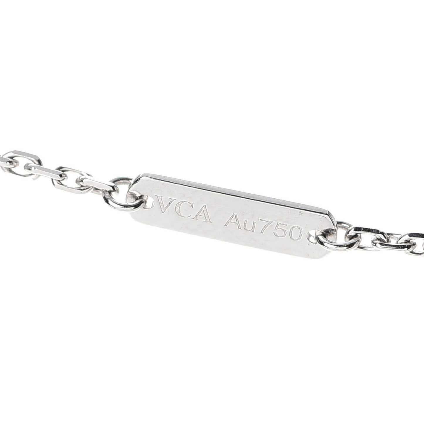 18K White Gold Mother of Pearl Vintage Alhambra Pendant Necklace