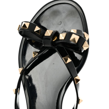 Valentino Garavani PVC Jelly Rockstud Bow Thong Sandals 36 Black 10 of 12