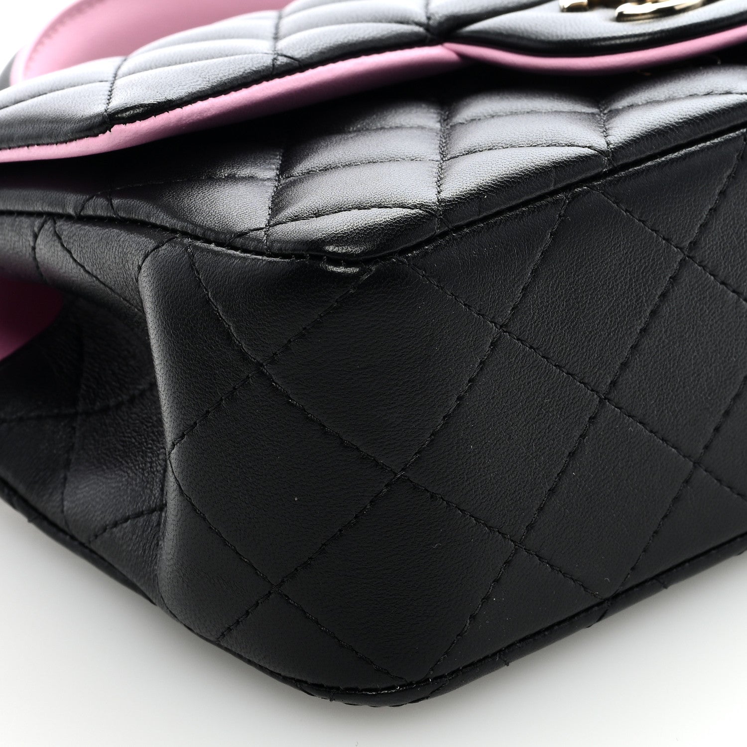 Chanel Lambskin Quilted Bi-Color Mini Top Handle Rectangular Flap Black Lilac 8 of 9