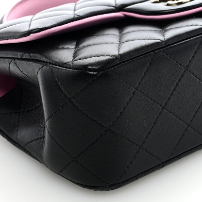Chanel Lambskin Quilted Bi-Color Mini Top Handle Rectangular Flap Black Lilac 8 of 9