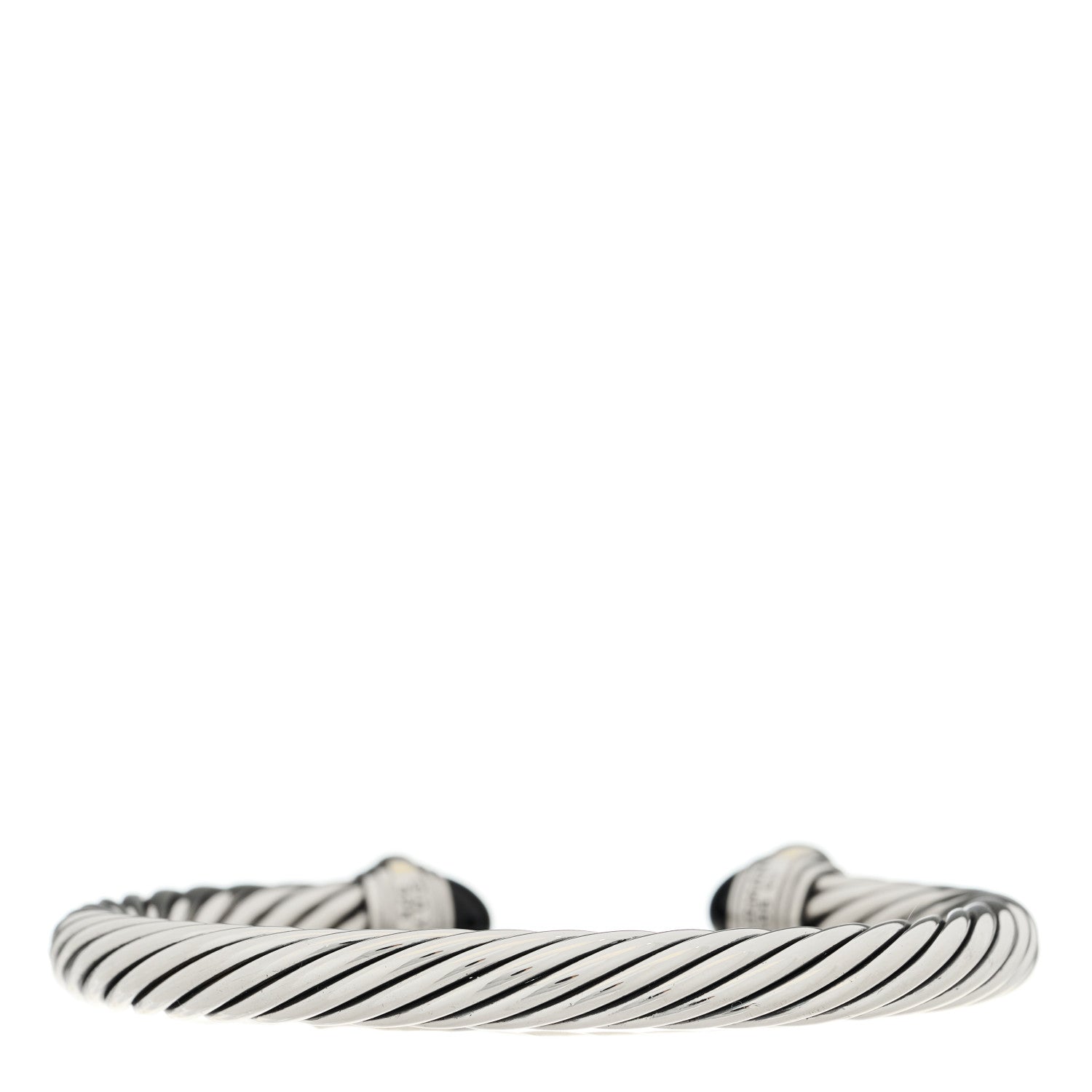 David Yurman Sterling Silver 14K Yellow Gold Black Onyx 7mm Cable Classics Bracelet 2 of 3