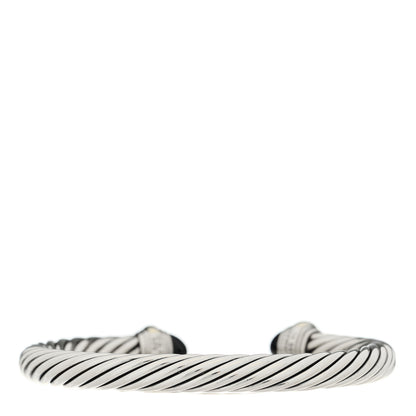 David Yurman Sterling Silver 14K Yellow Gold Black Onyx 7mm Cable Classics Bracelet 2 of 3