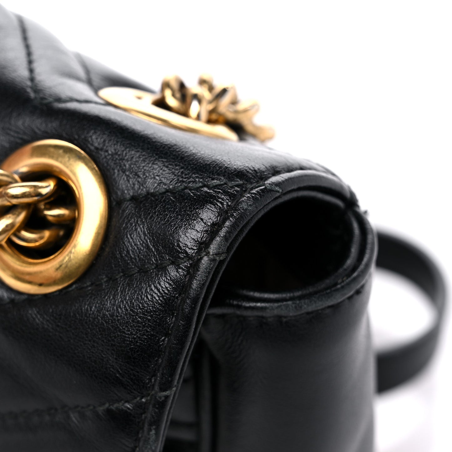 Calfskin Matelasse Mini GG Marmont Shoulder Bag Black